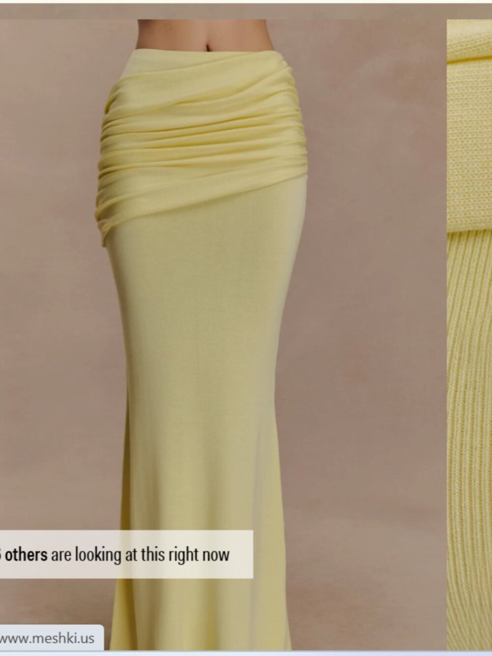 MESHKI 	 Irene Gathered Knit Maxi Skirt - Lemon XXS